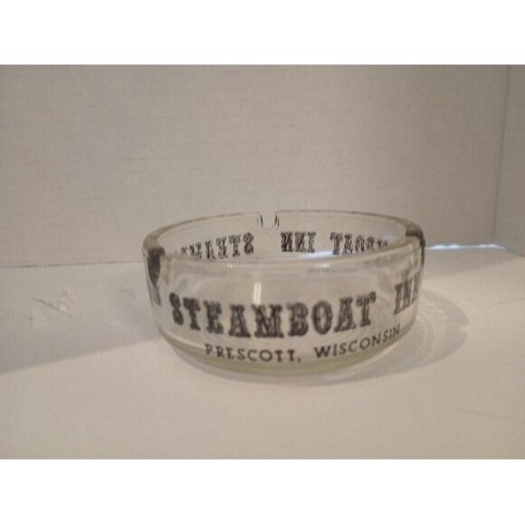 Vintage Steamboat Inn Clear Glass Ashtray Prescott Wisconsin - Picture 1 of 2